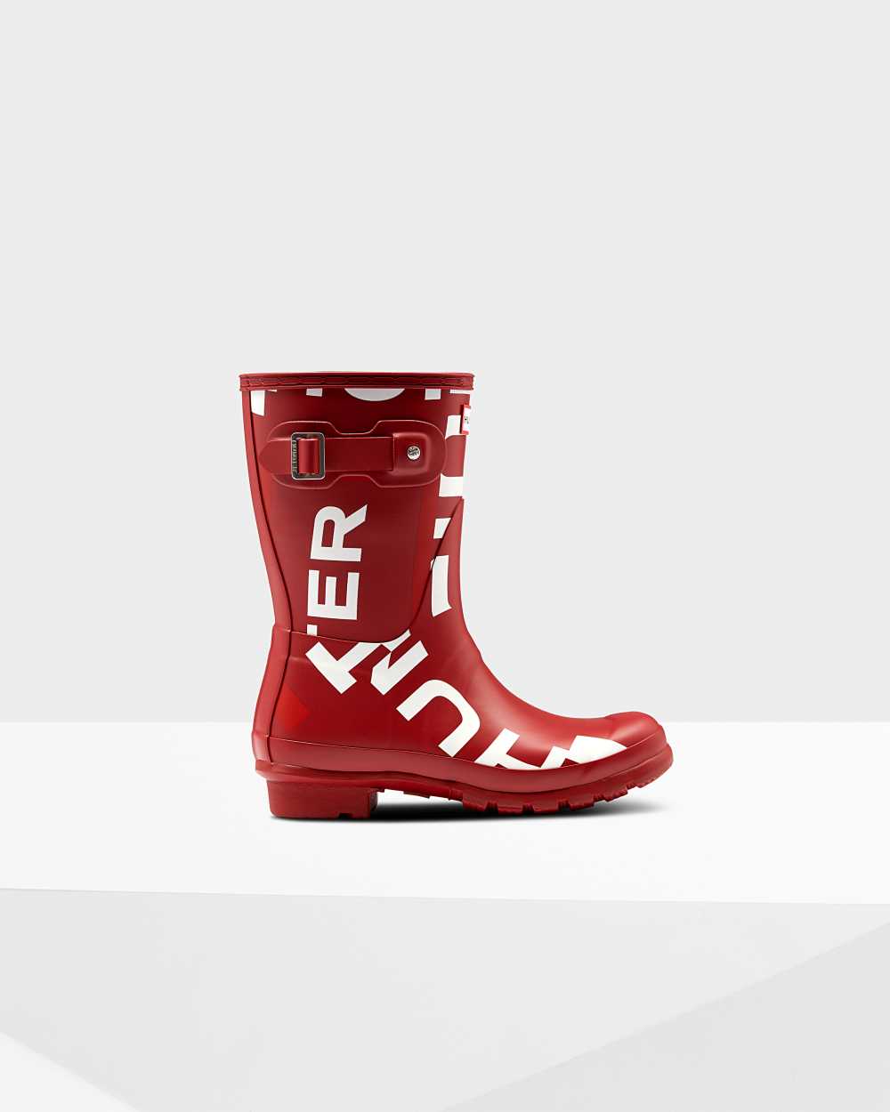 Botas De Agua Mujer - Hunter Original Exploded Logo Short Mid-Calf Rojas - FNQSGW-987 - Rojas